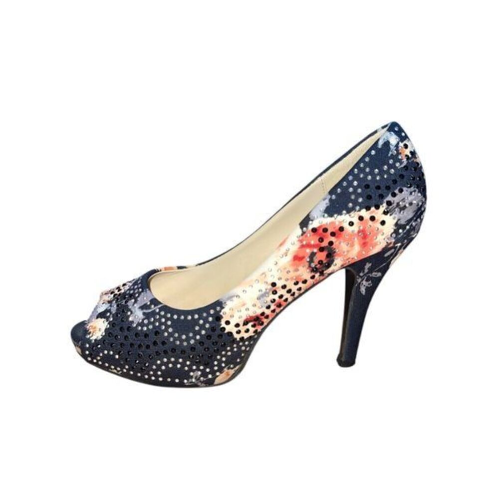 Top Moda Floral Embellished Peep-Toe Heels | Size 10